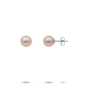 Freshwater Pearl Earrings in White Gold - 7-8mm