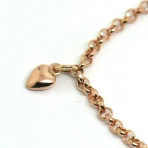 Genuine 9ct Solid Yellow or Rose Gold 25cm Belcher Anklet   3 heart charms