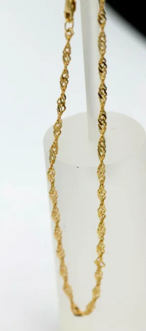 Genuine New 9ct 9k Solid Yellow Gold 25cm Singapore Twist Anklet