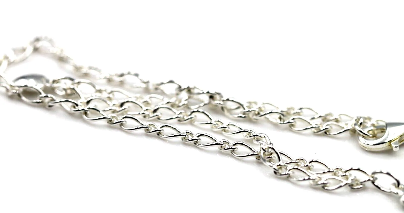 Genuine Sterling Silver 25cm Figaro Anklet   3 Charm Hearts