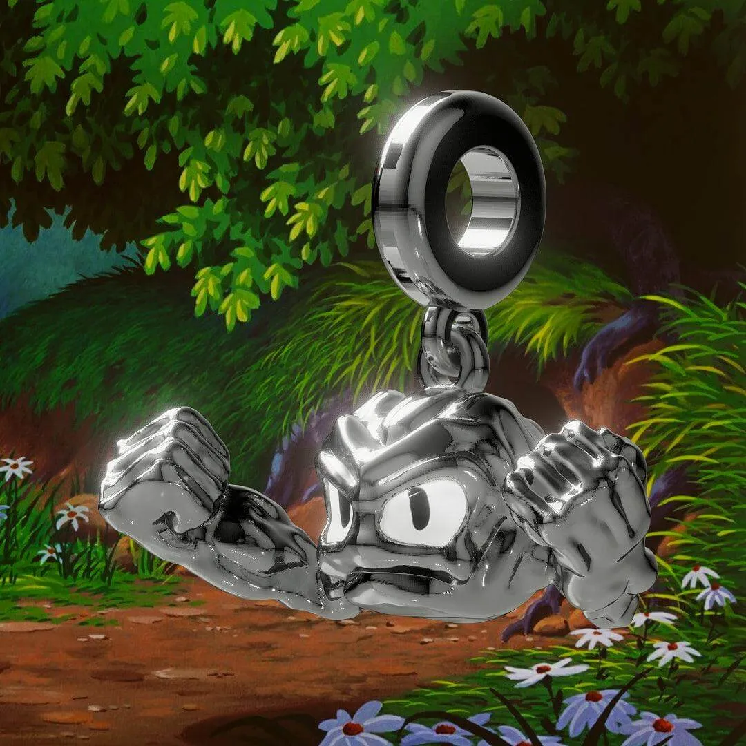 Geodude Pokemon Pandora Fit Charm Necklace, 925 Sterling Silver