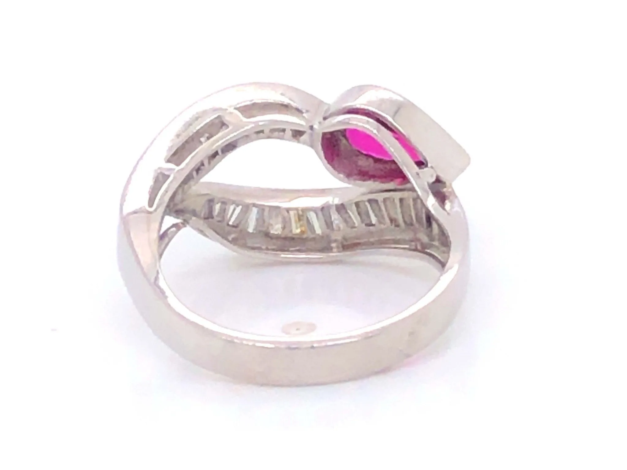 GIA Art Deco Red Ruby and Diamond Ring in Platinum