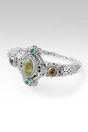 Give Me Faith Cuff? in Green Mohave Turquoise, Whiskey Quartz & Green Onyx