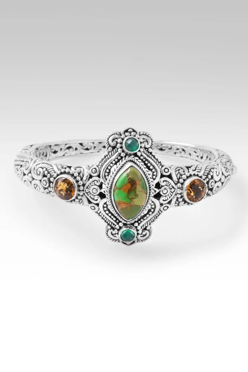 Give Me Faith Cuff? in Green Mohave Turquoise, Whiskey Quartz & Green Onyx