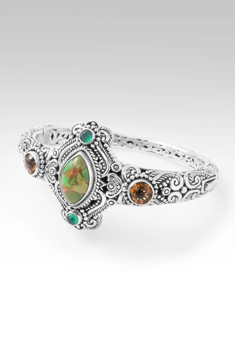 Give Me Faith Cuff? in Green Mohave Turquoise, Whiskey Quartz & Green Onyx