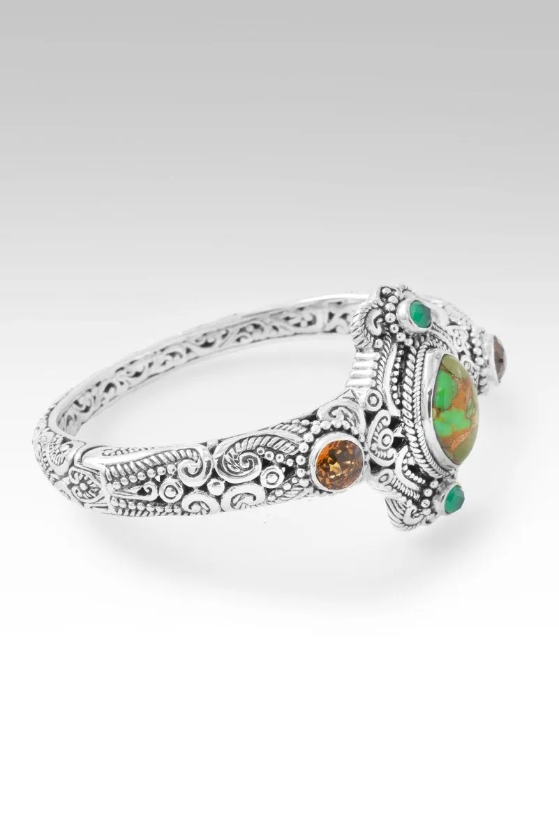 Give Me Faith Cuff? in Green Mohave Turquoise, Whiskey Quartz & Green Onyx