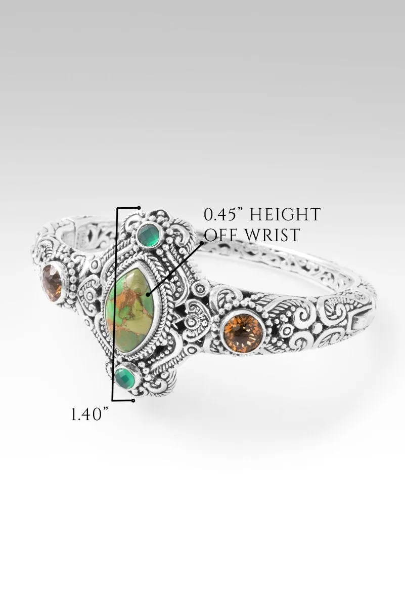 Give Me Faith Cuff? in Green Mohave Turquoise, Whiskey Quartz & Green Onyx