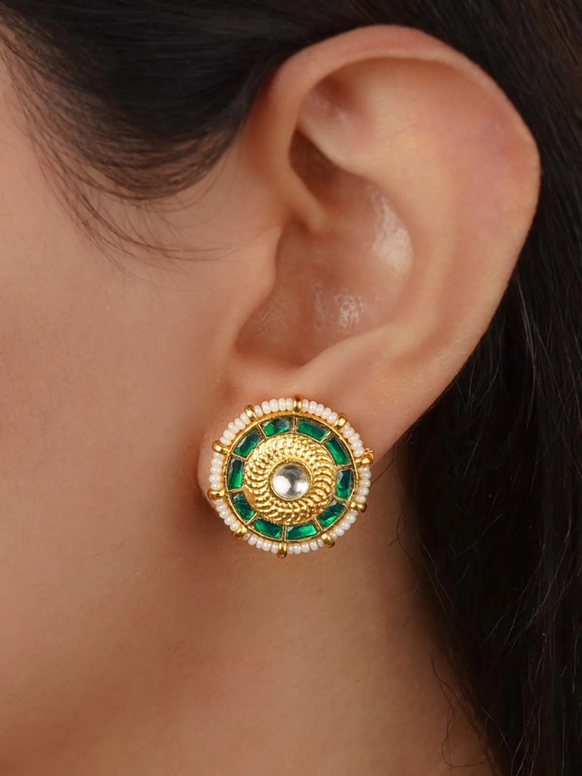 Gold Plated Jadau Kundan Earrings - ME1255