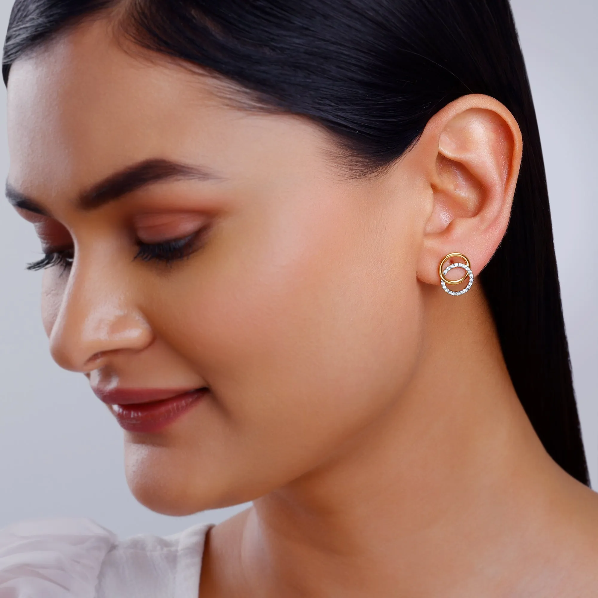 Gold Radiant Orbit Diamond Earrings