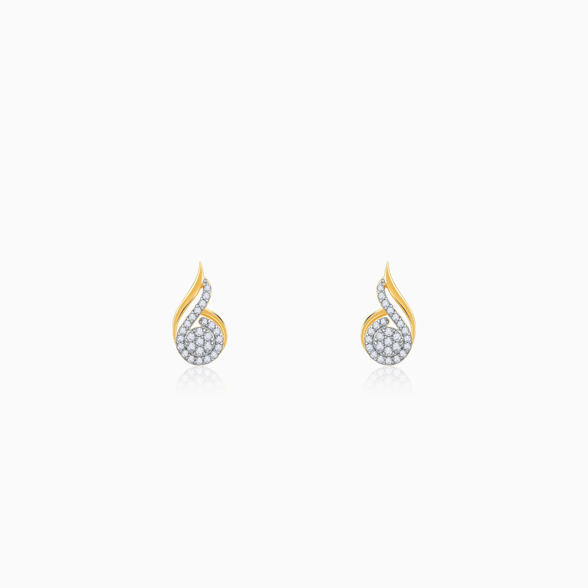 Gold Sparkling Flow Diamond Earrings