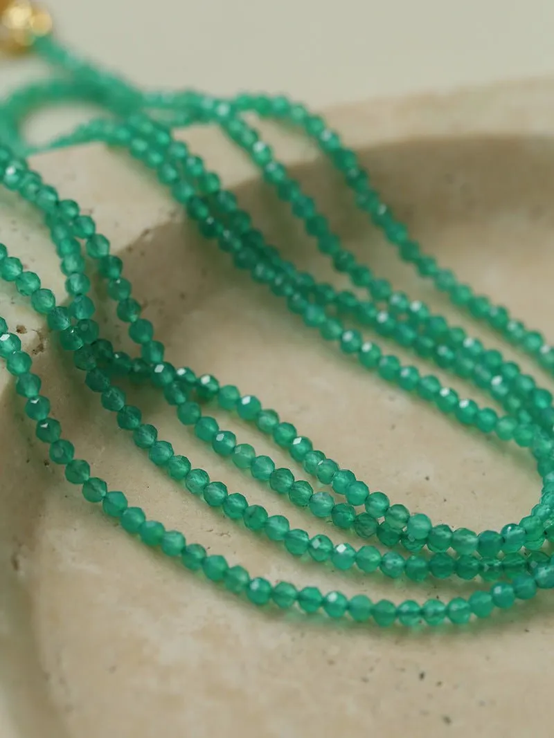 Green Agate Toothpick Baroque Pearl OT Clasp Pendant Necklace
