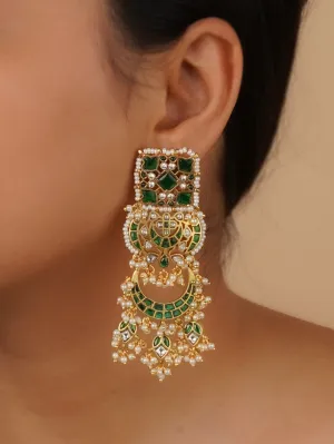 Green Color Gold Plated Mishr Earrings - MR-E211WGR