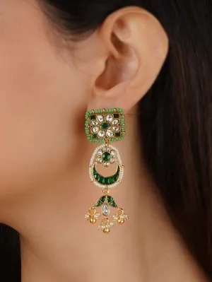 Green Color Gold Plated Mishr Earrings - MR-E226WGR