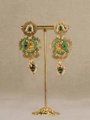 Green Color Gold Plated Mishr Earrings - MR-E287