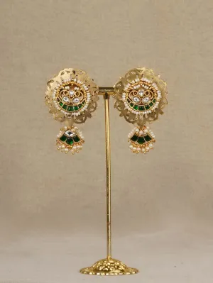 Green Color Gold Plated Mishr Earrings - MR-E288WGR