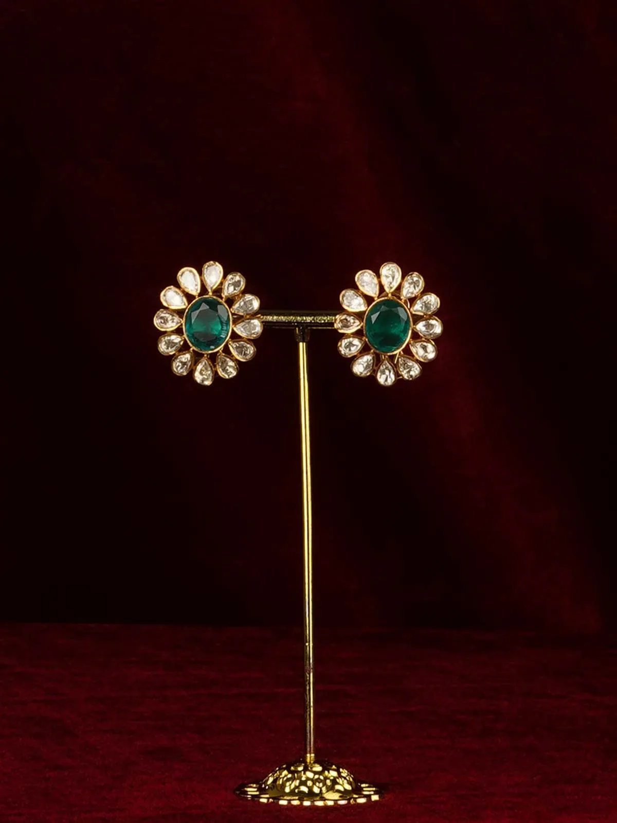 Green Color Gold Plated Moissanite Earrings - MO-EAR50GR