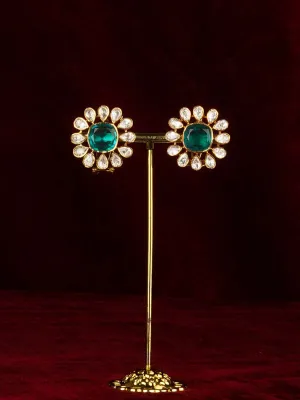 Green Color Gold Plated Moissanite Earrings - MO-EAR52GR