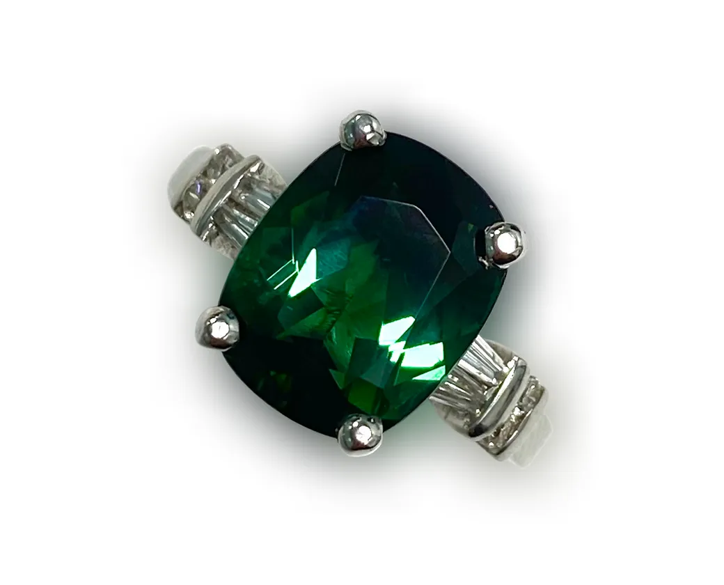 Green Tourmaline Cushion Ring 5.00 cts