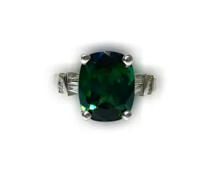 Green Tourmaline Cushion Ring 5.00 cts
