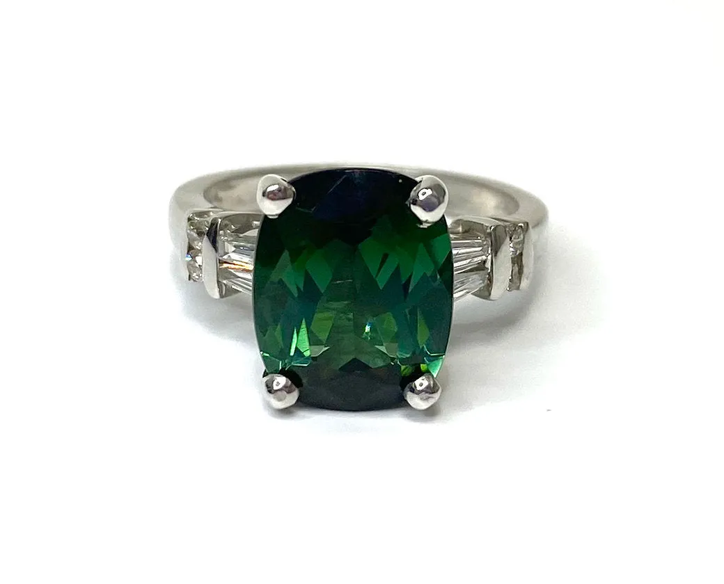 Green Tourmaline Cushion Ring 5.00 cts