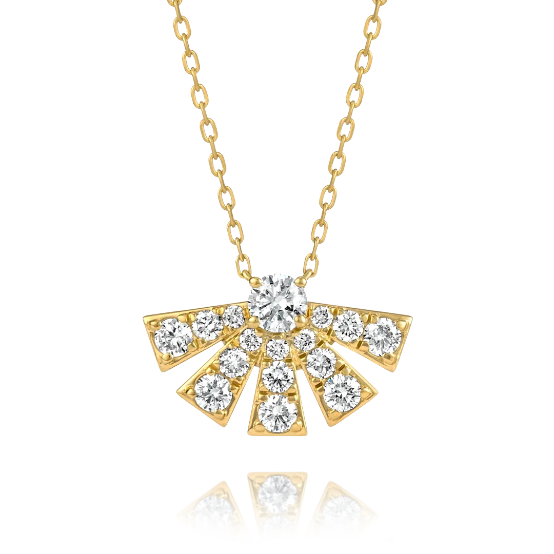 Half Sunrise Diamond Pendant Yellow Gold