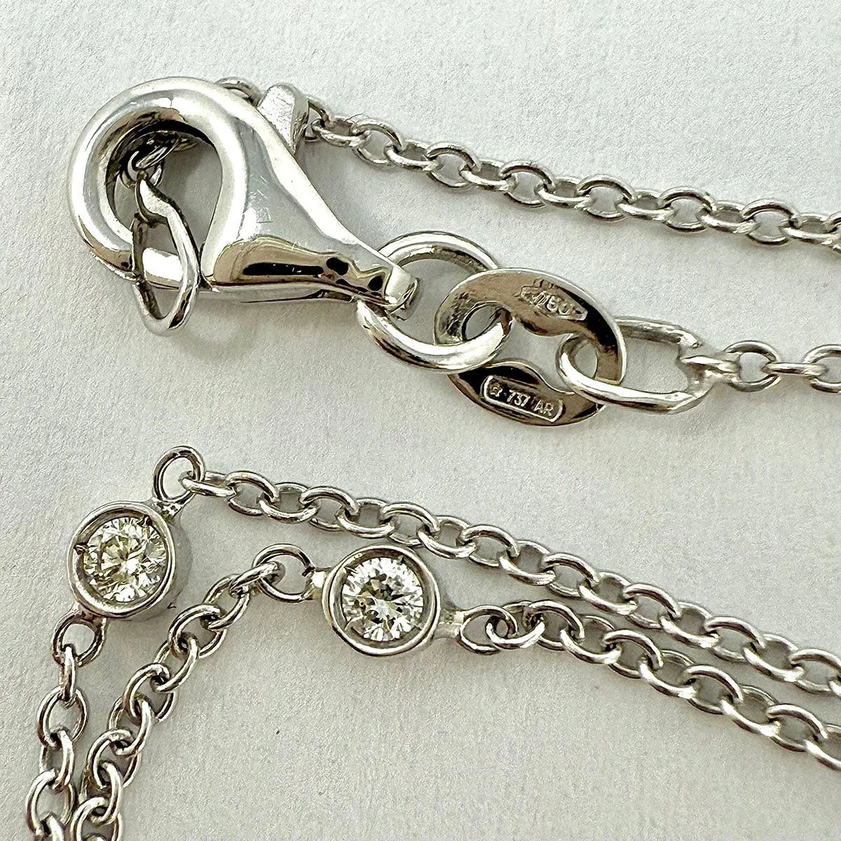 Hasbani 18K White Gold Diamond Pendant Necklace and 6 Bezel Set Diamonds