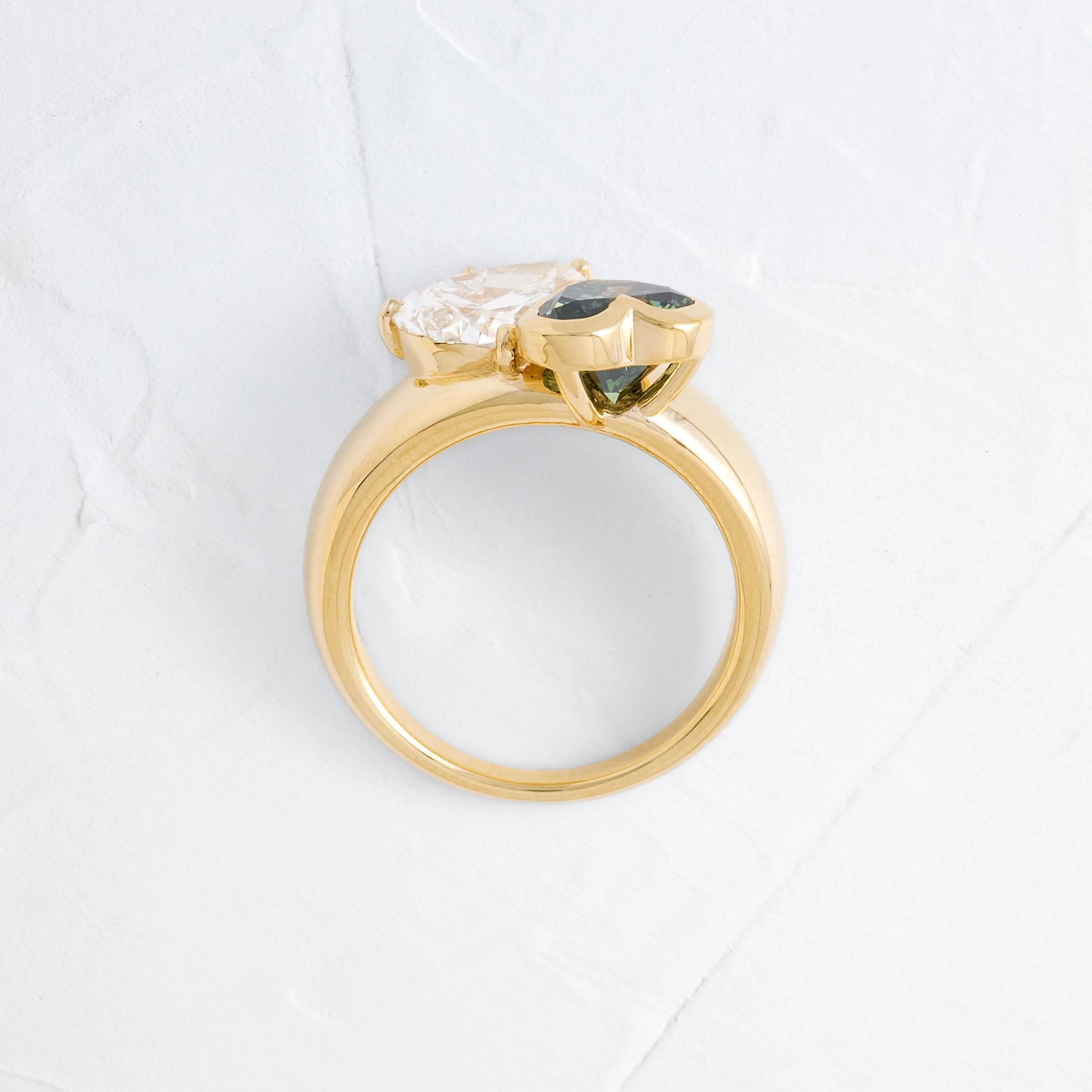 Heart to Heart Ring, 4.6 ctw. Lab-Grown Green and White Diamonds