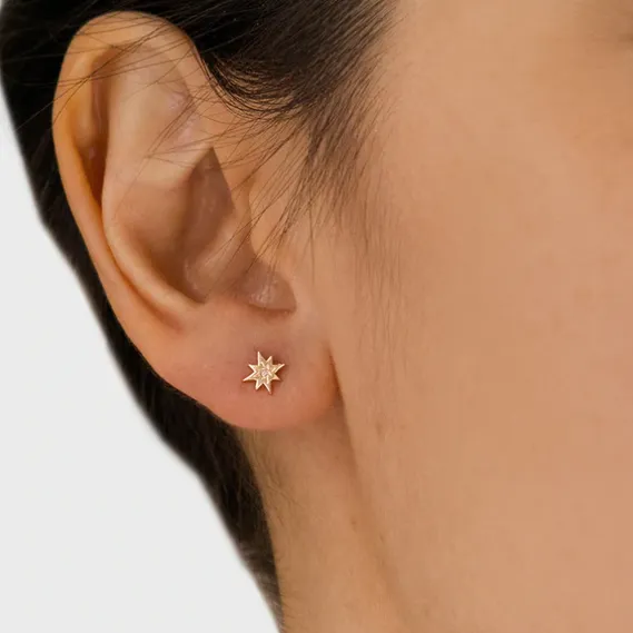 Icon Vintage Starburst Studs - Gold & Diamond