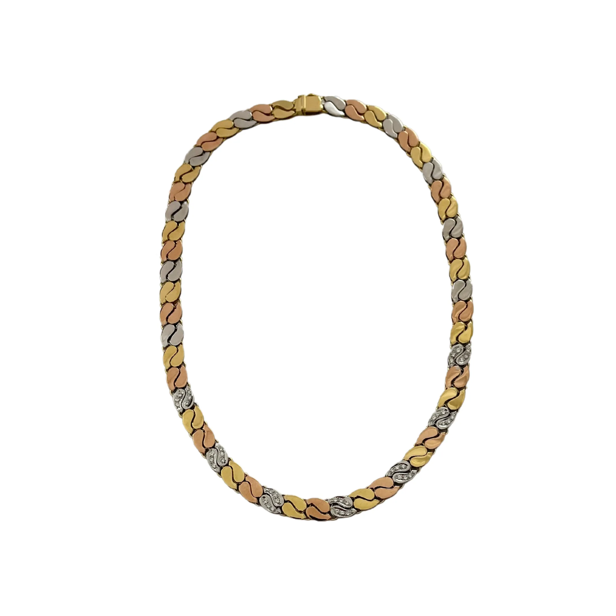 Italian Chimento Diamond Tri-Colored 18k Gold Reversable Necklace