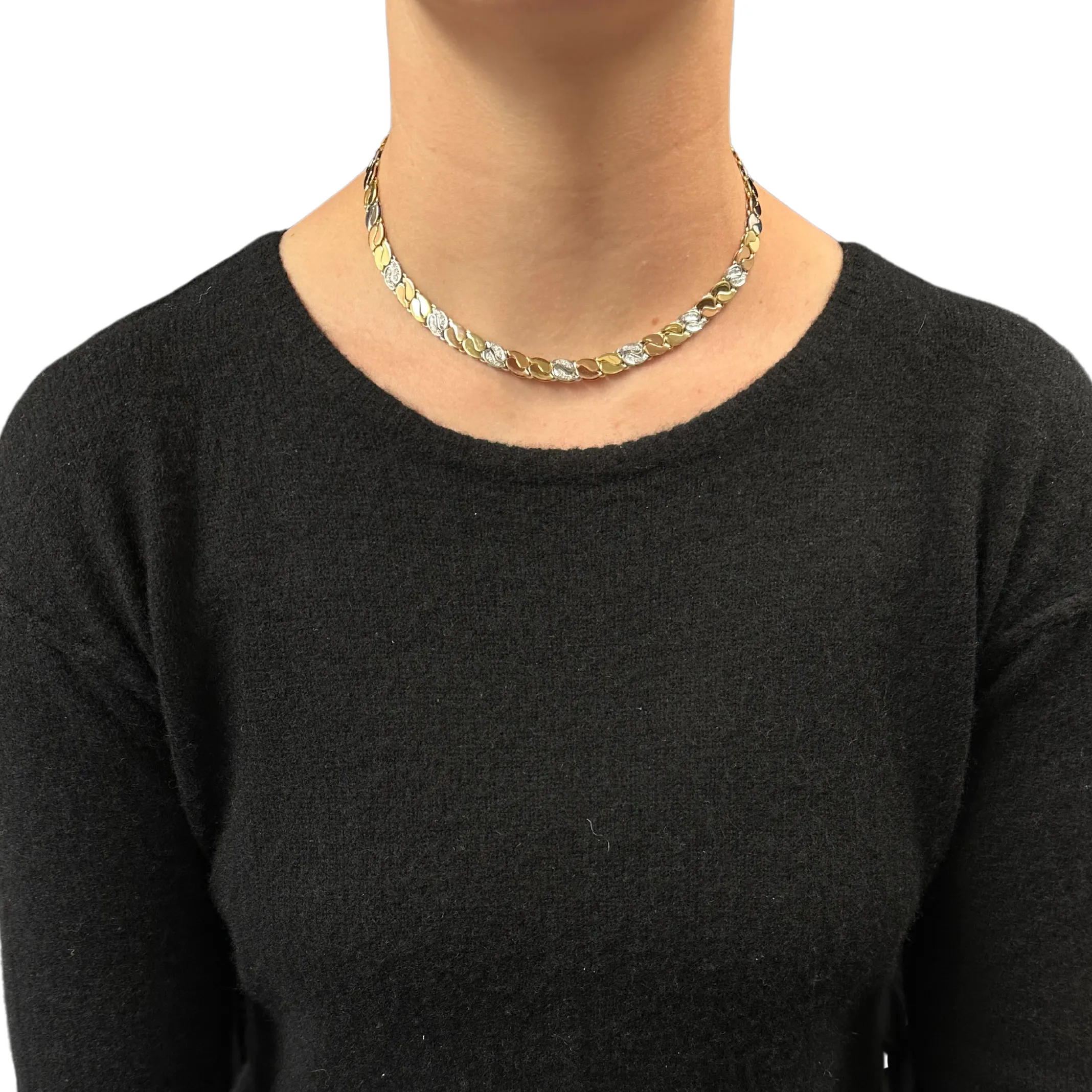 Italian Chimento Diamond Tri-Colored 18k Gold Reversable Necklace