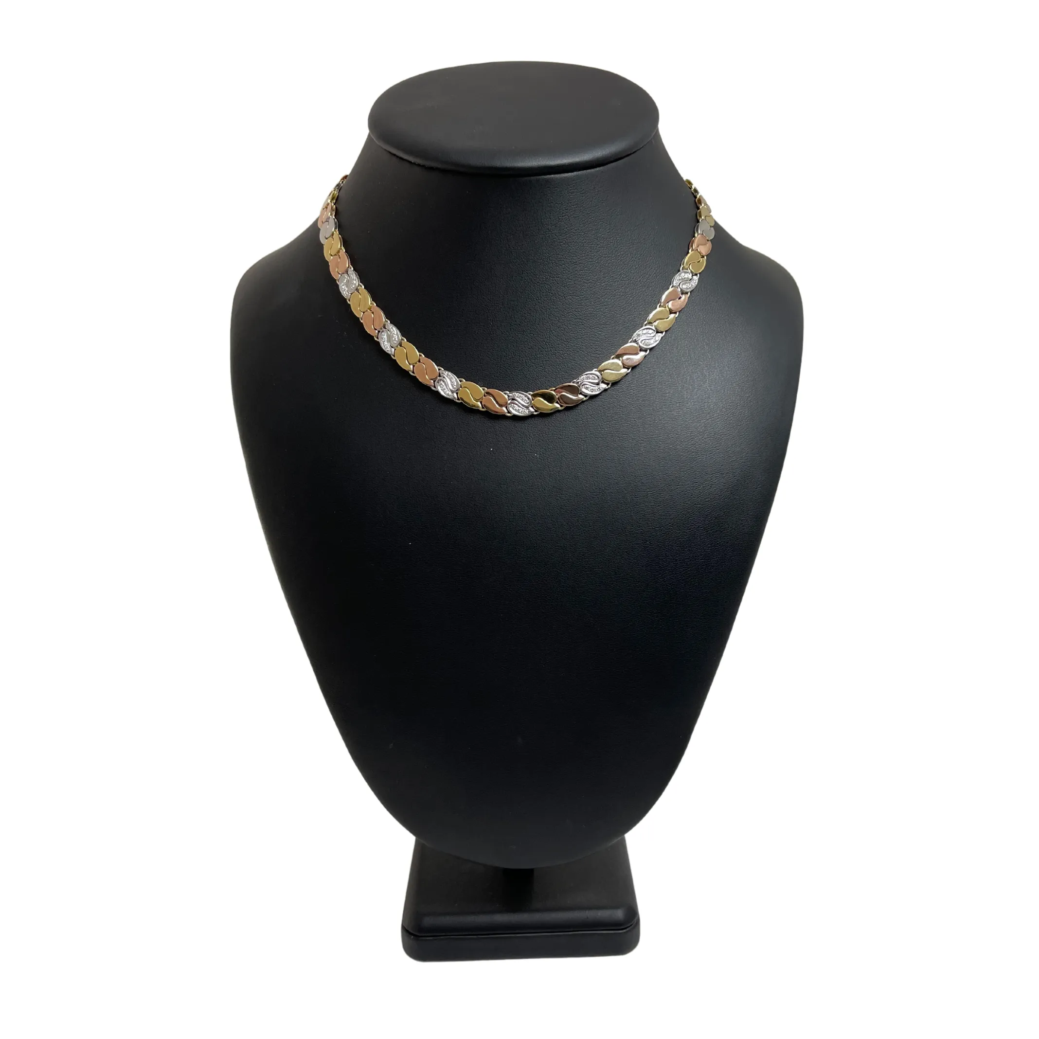 Italian Chimento Diamond Tri-Colored 18k Gold Reversable Necklace