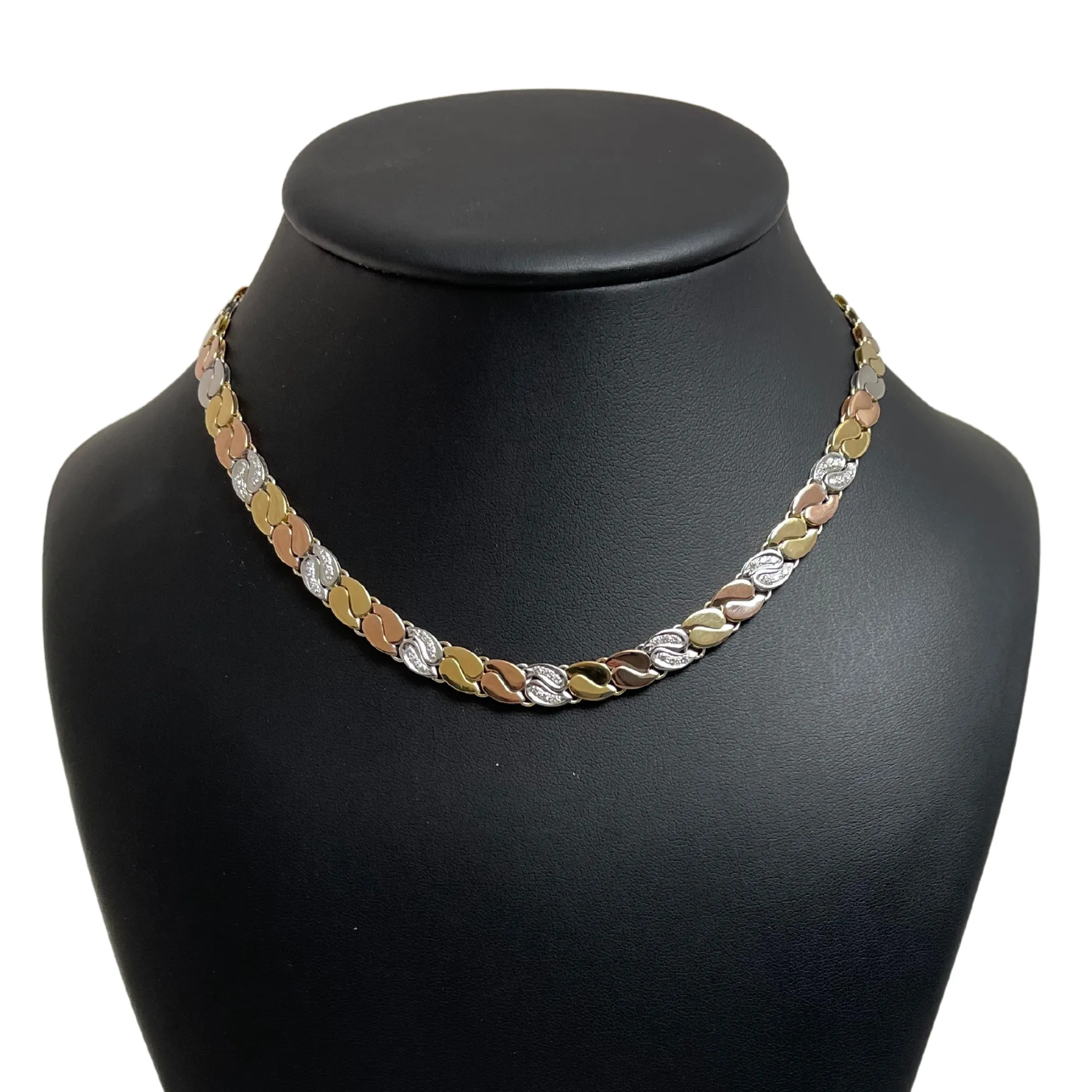 Italian Chimento Diamond Tri-Colored 18k Gold Reversable Necklace