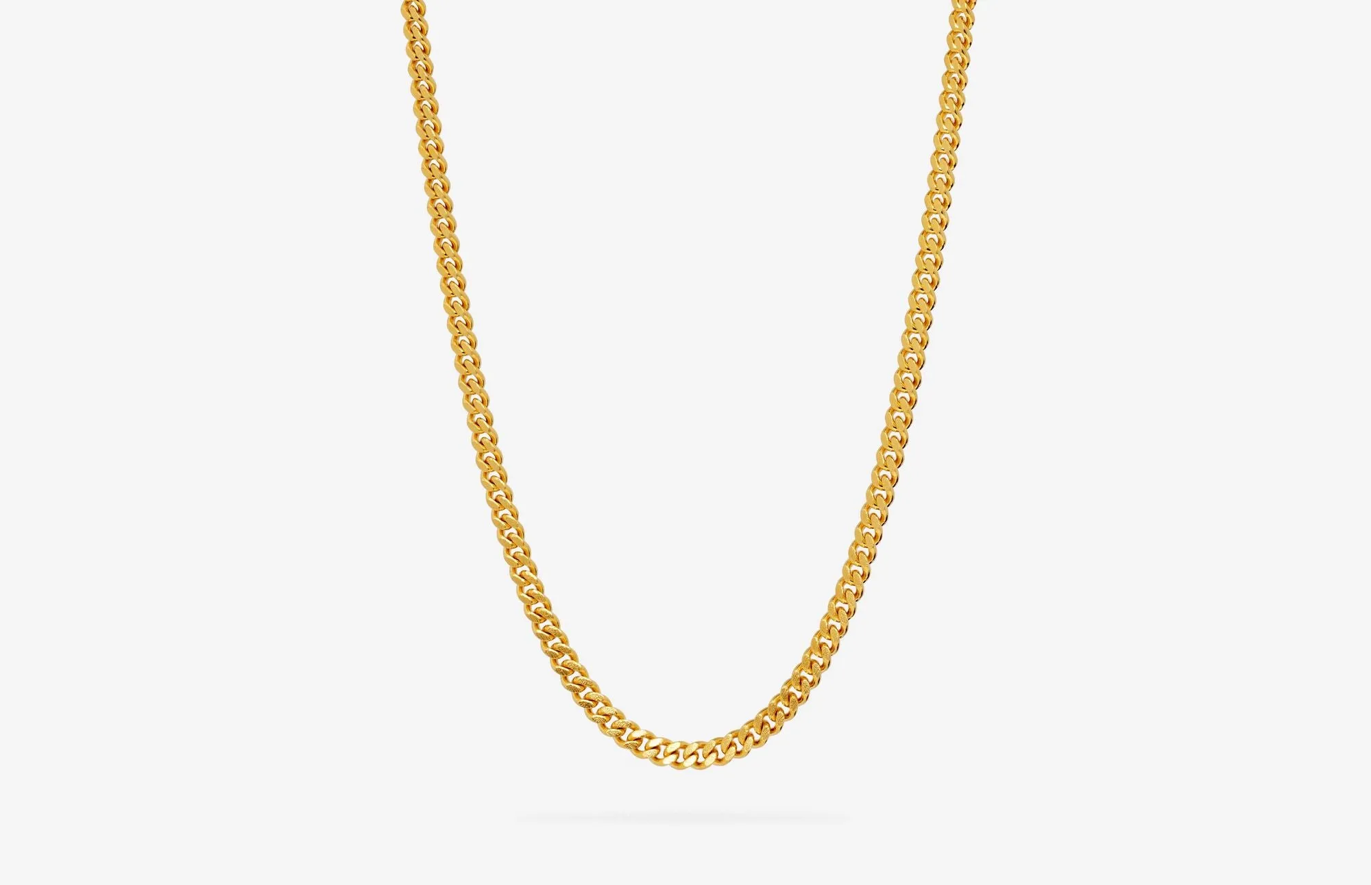 IX Curb Brushed22K Gold Plated Necklace