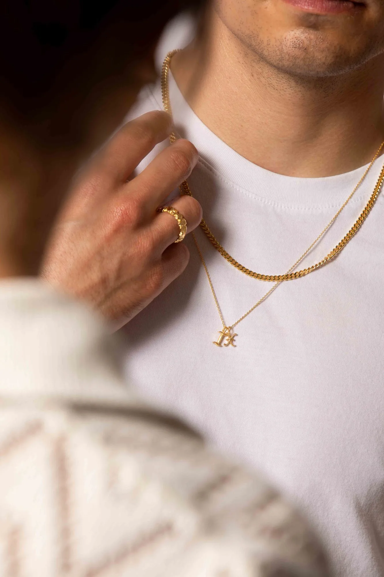 IX Curb Brushed22K Gold Plated Necklace