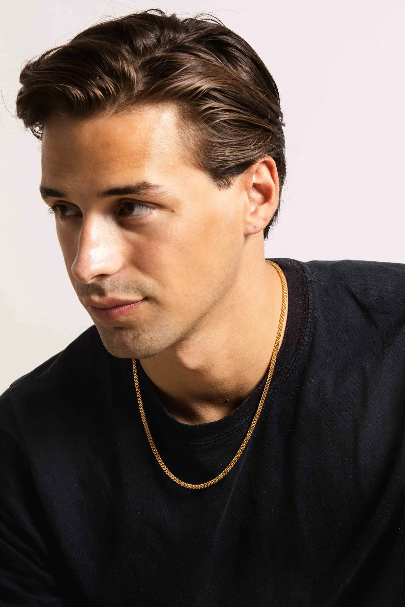 IX Curb Brushed22K Gold Plated Necklace