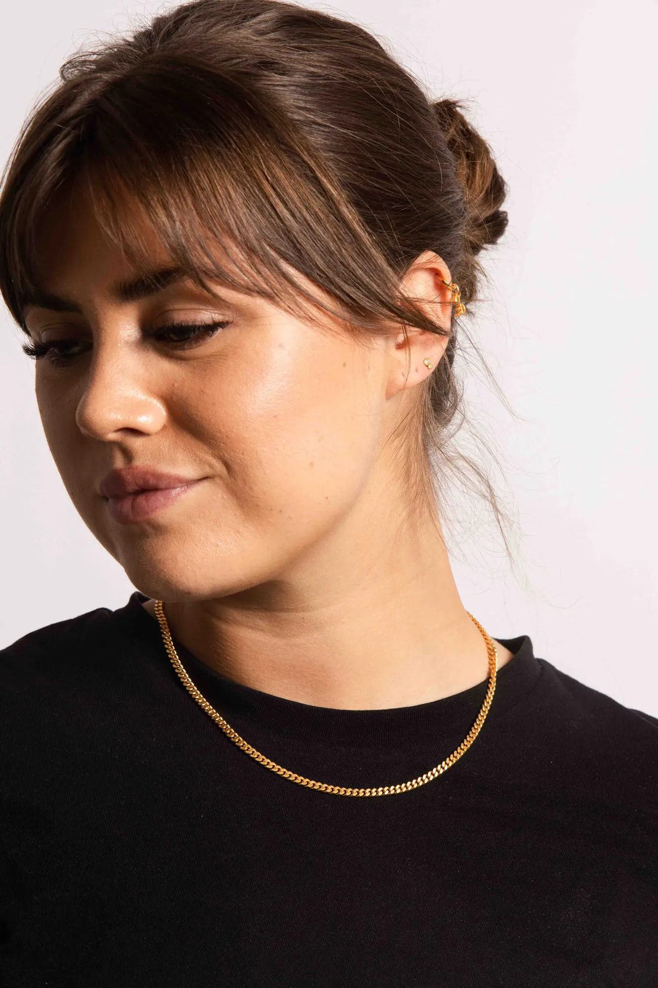 IX Curb Brushed22K Gold Plated Necklace