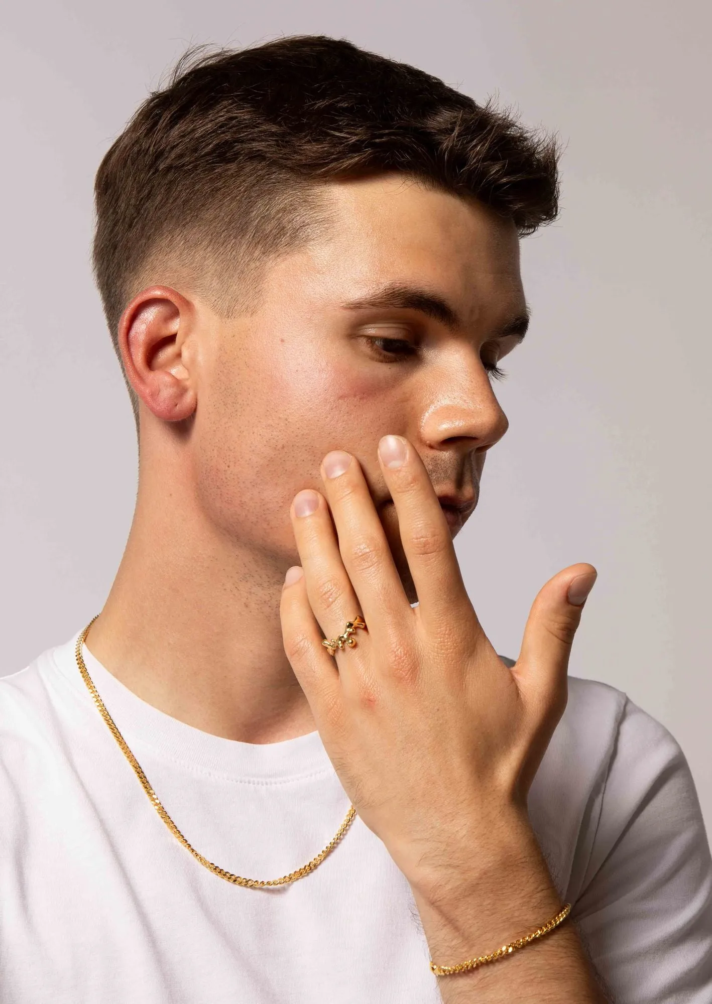 IX Curb Brushed22K Gold Plated Necklace