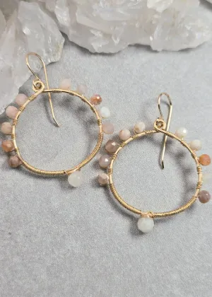 James   Jezebelle | Peach Moonstone Wrapped Hoops