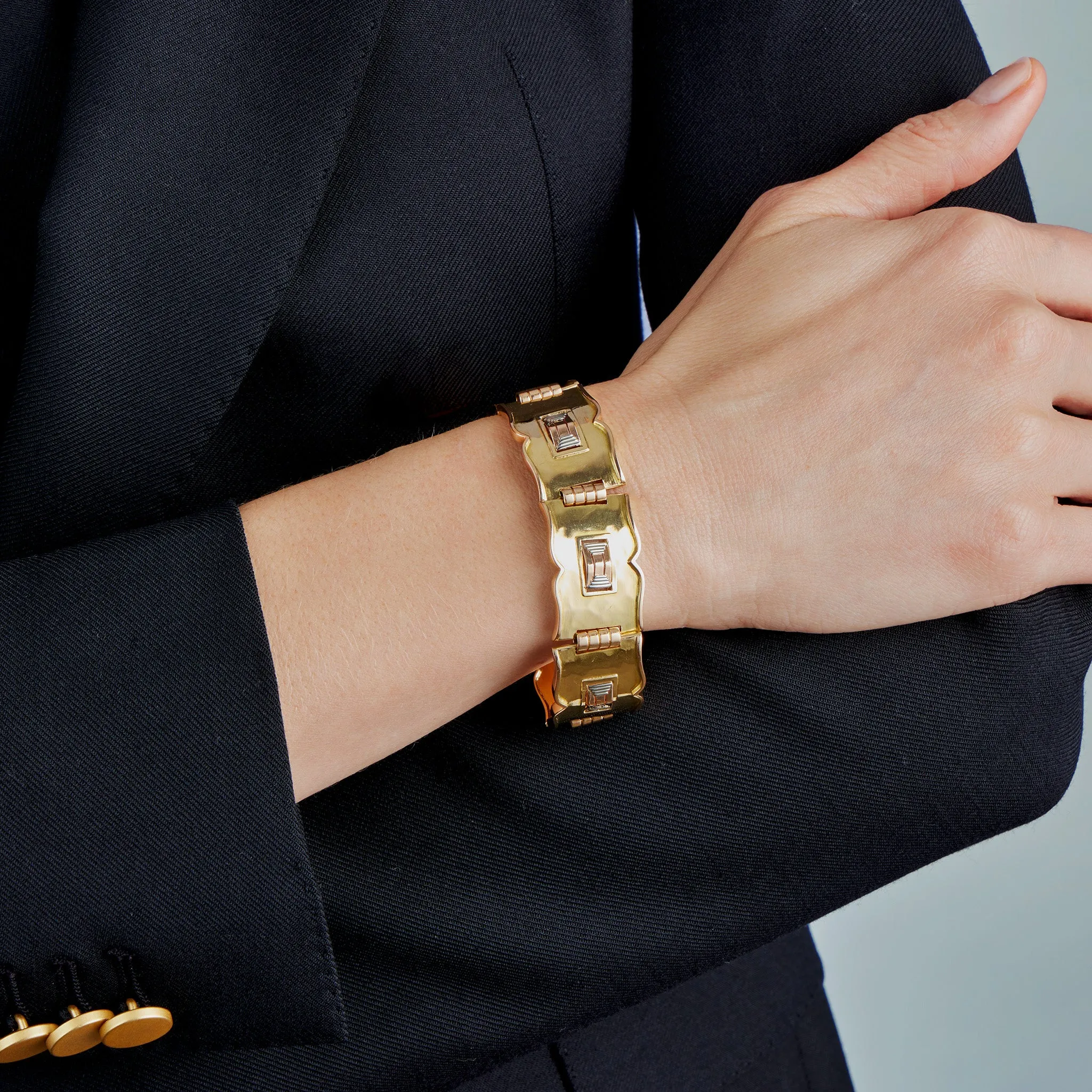 Jean Despr??s French Modernist Tri-color Gold Bracelet