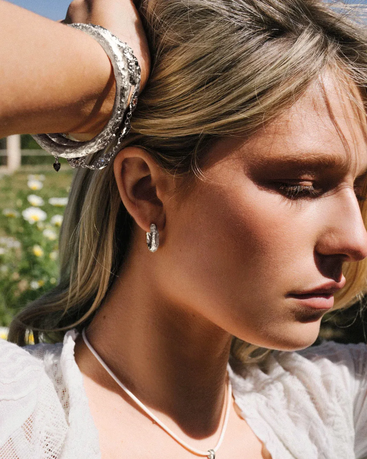 Jenny Medium Hoop Earrings in Silver