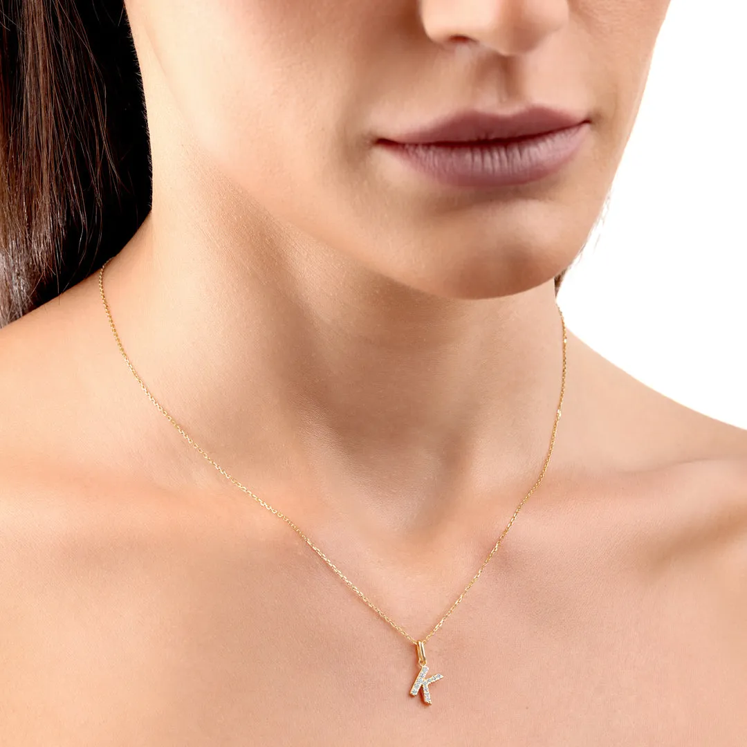 K Letter Pendant Yellow Gold