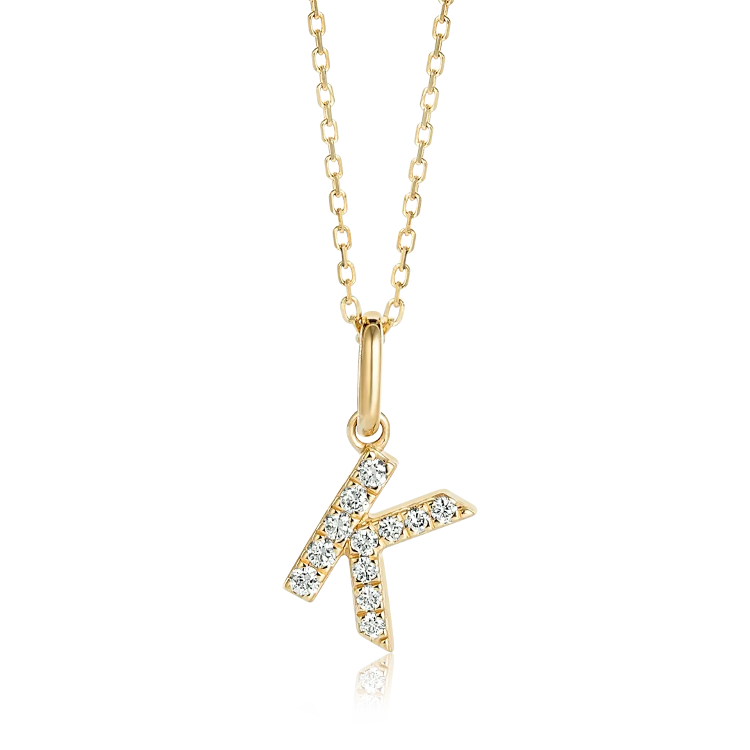 K Letter Pendant Yellow Gold