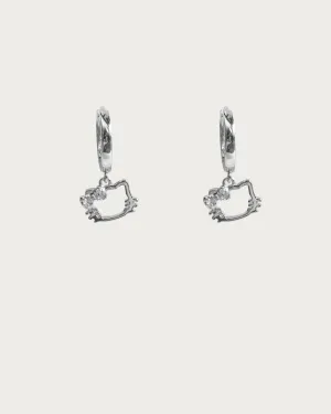 Kitty Hoop Earrings in Silver