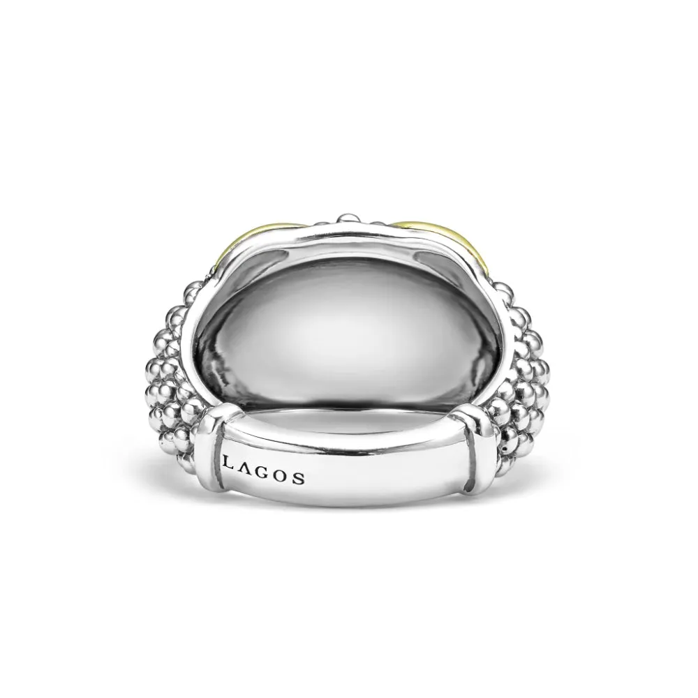 Lagos Embrace Two-Tone X Caviar Dome Ring