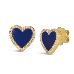 Lapis Lazuli Heart Earring Studs