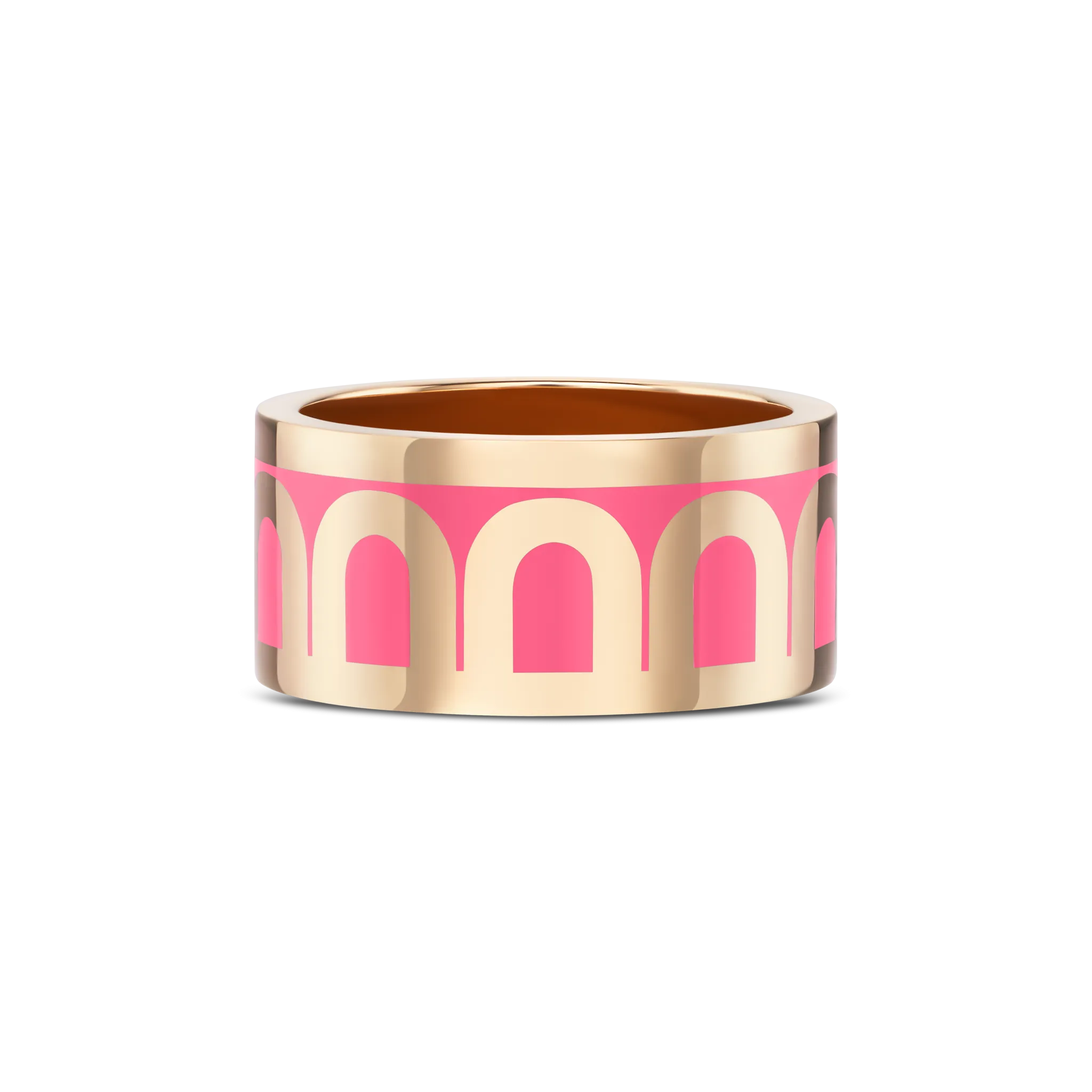 L'Arc de DAVIDOR Ring GM, 18k Rose Gold with Flamant Lacquered Ceramic