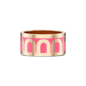 L'Arc de DAVIDOR Ring GM, 18k Rose Gold with Flamant Lacquered Ceramic