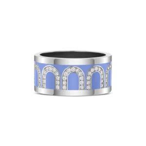 L'Arc de DAVIDOR Ring GM, 18k White Gold with Hortensia Lacquered Ceramic and Arcade Diamonds