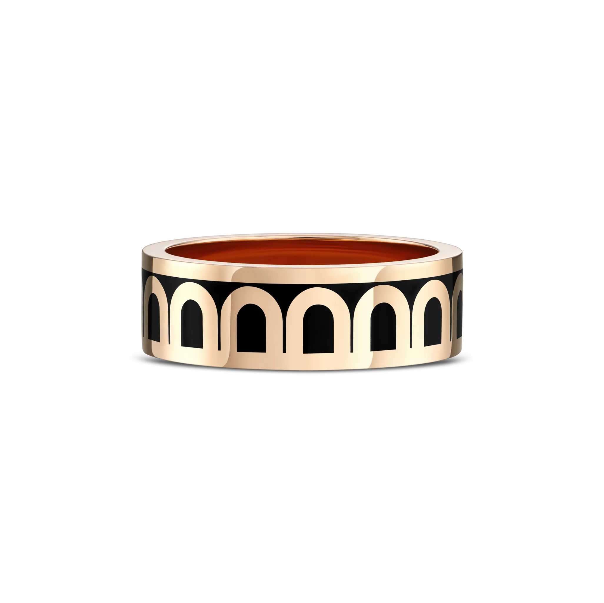 L'Arc de DAVIDOR Ring MM, 18k Rose Gold with Caviar Lacquered Ceramic