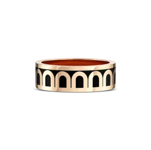 L'Arc de DAVIDOR Ring MM, 18k Rose Gold with Caviar Lacquered Ceramic
